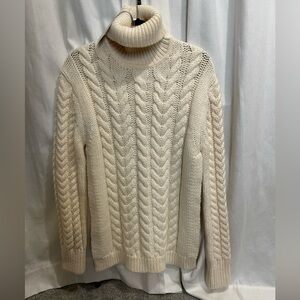 Tibi Turtleneck Cable Knit Open Back Sweater